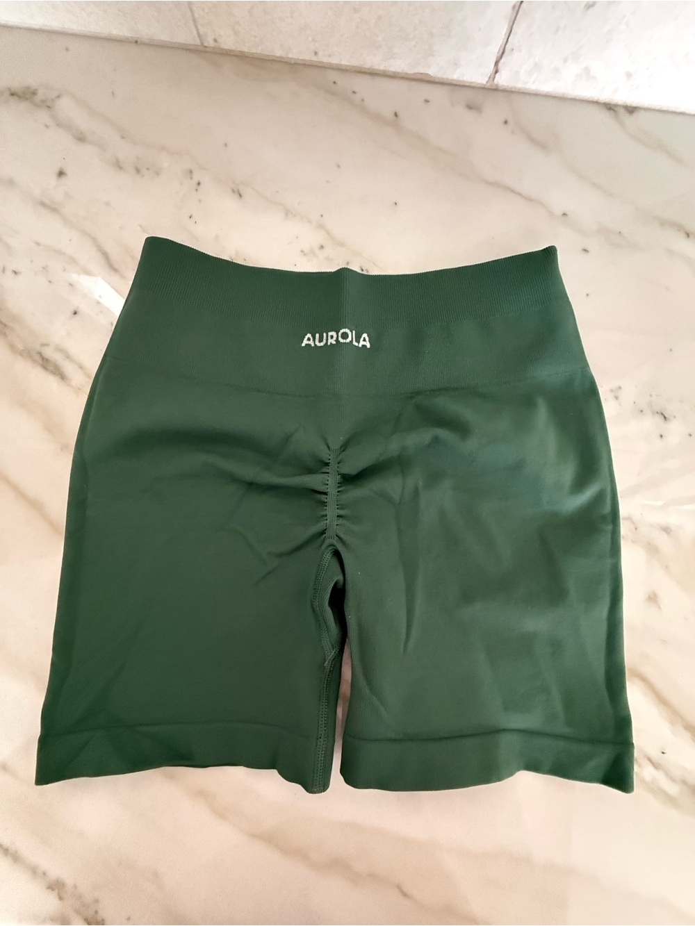 Aurola- Women's High-Rise Forest Green Bike Shorts- Size M